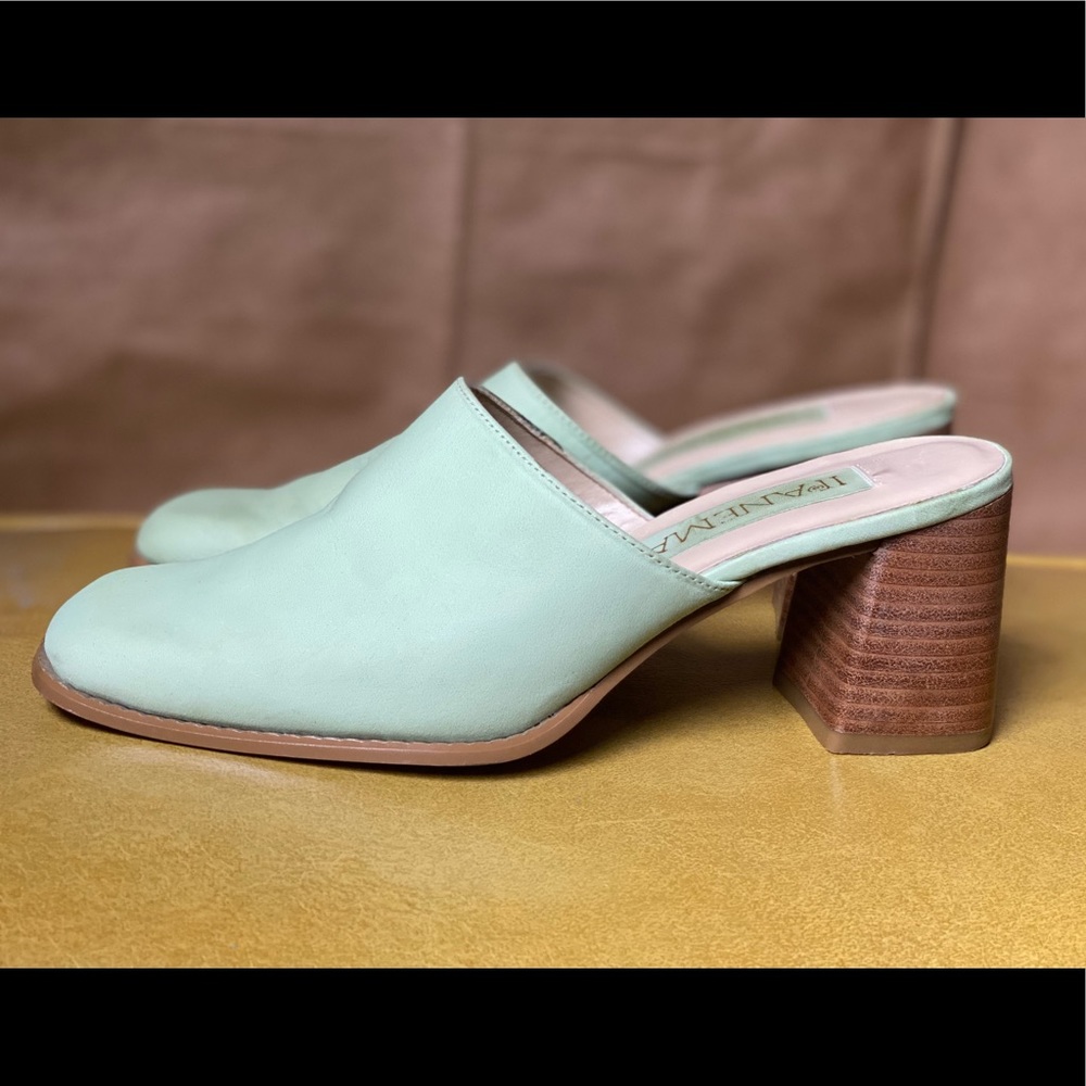 Vintage Sage Green Mule Heels